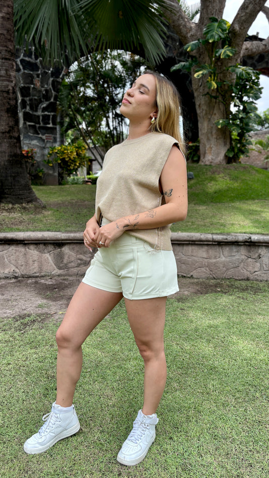 Playera beige hilo